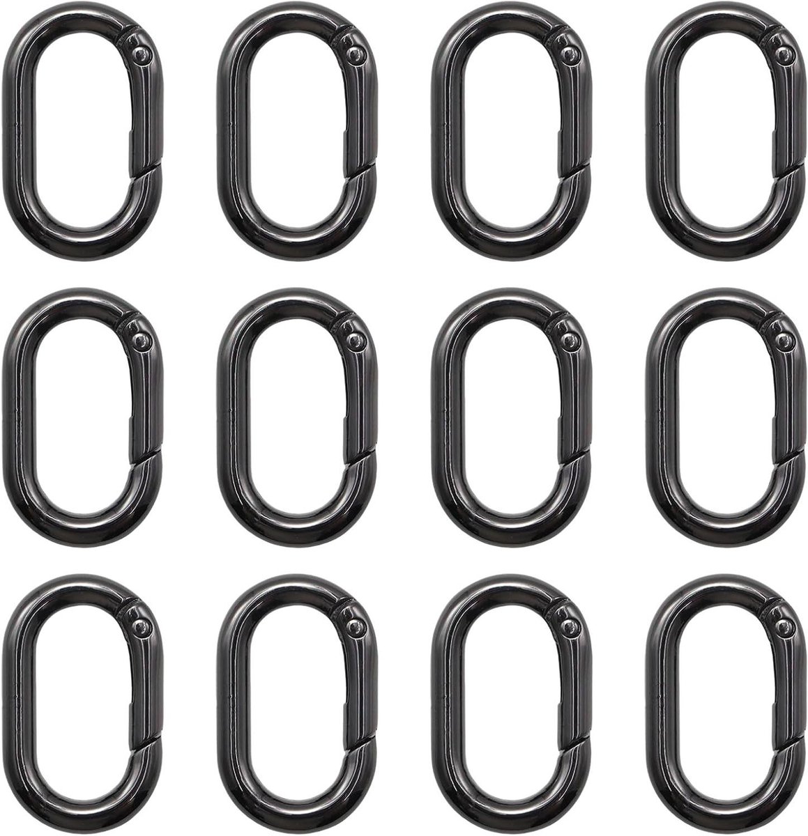 Karabijnhaak Clips - Ovale Haken - Sleutelhangers Maken - Sterk Vergrendelingsmechanisme - 2.5 cm Diameter - Zwart