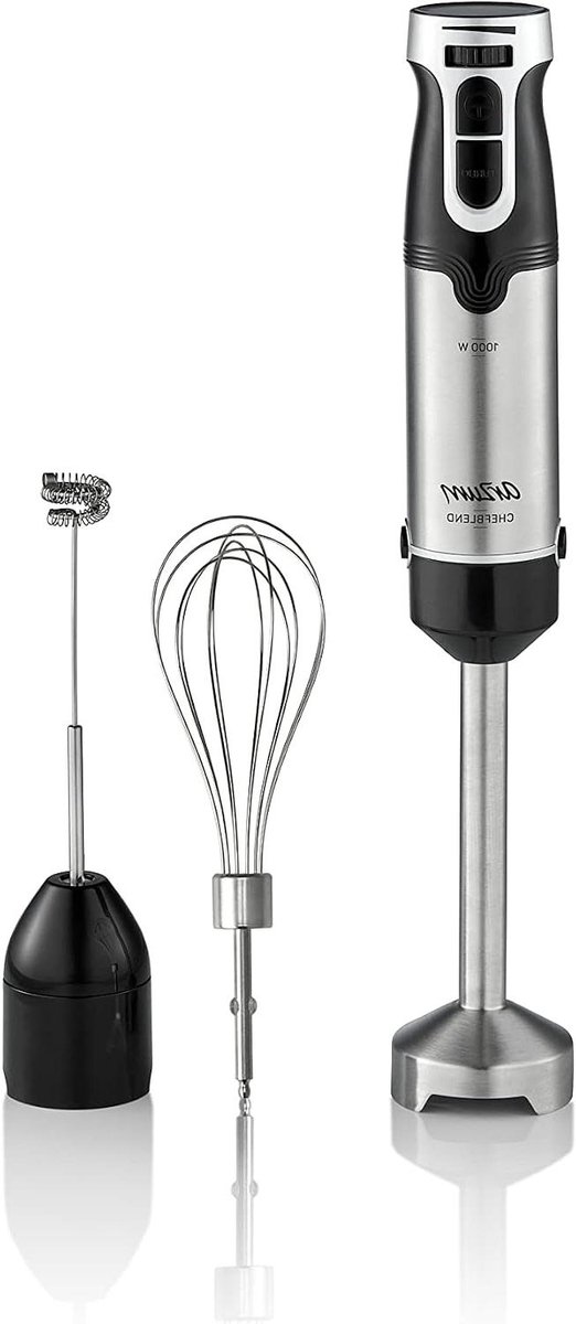 Staafmixer - Handmixer Blender - Keukenwerk - Traploze snelheidsregeling - 1000 watt - Zwart RVS