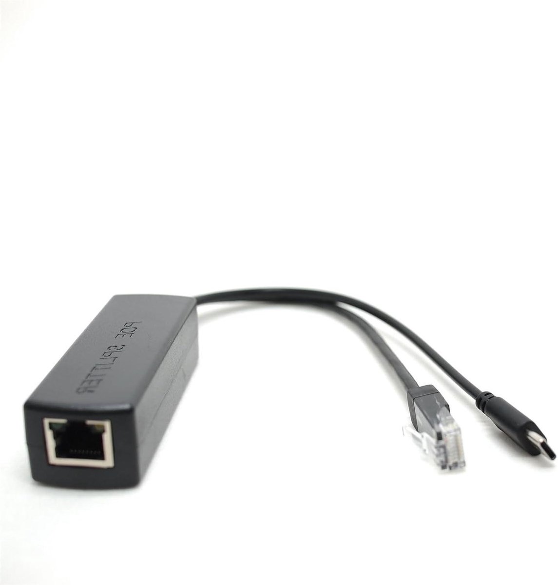 PoE Splitter USB-C - Power over Ethernet Adapter - Netwerkapparatuur Voeden - Gigabit Snelheid - 80x27x22 mm - Zwart