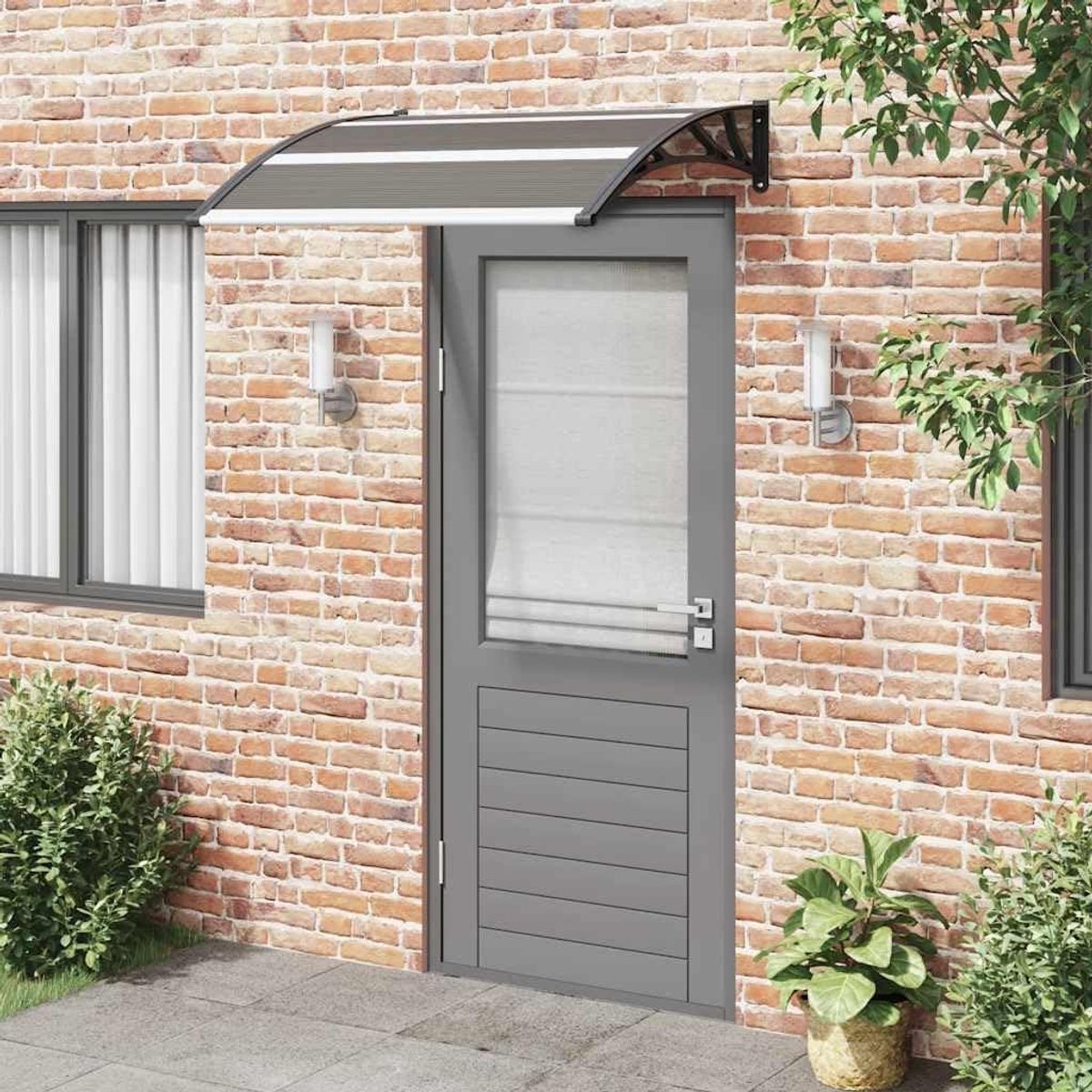Afdak voor ingang - Deurluifel raam - Bescherming tegen neerslag - Lichtdoorlatende platen - 120 x 100 cm - Zwart