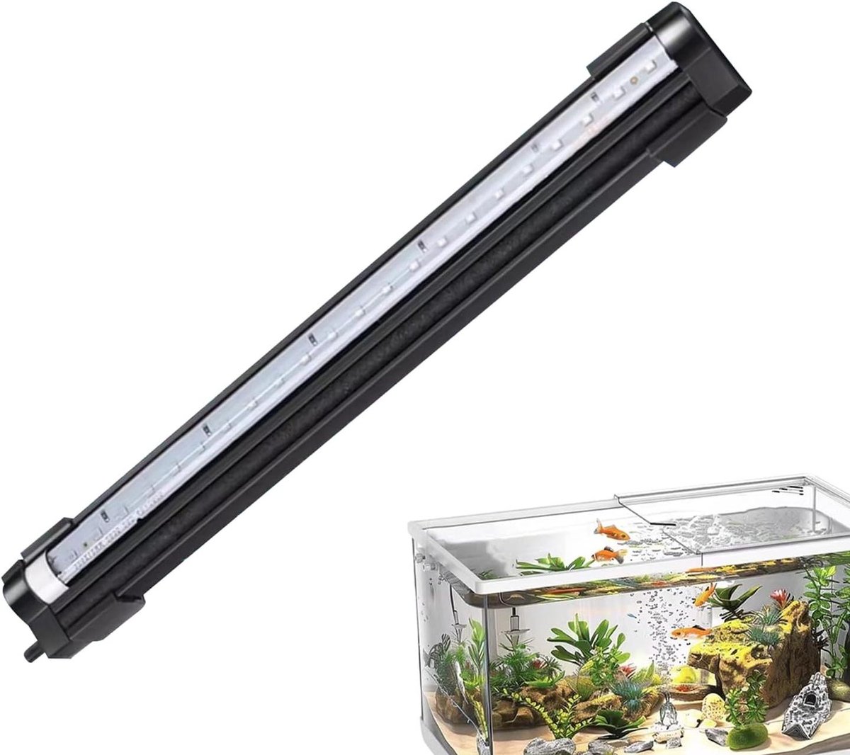 Aquarium Verlichting - Onderwaterlamp RGB - Aquarium Decoratie - Anti-reflectie Onderdompelbaar - 15x5x5 cm - Zwart