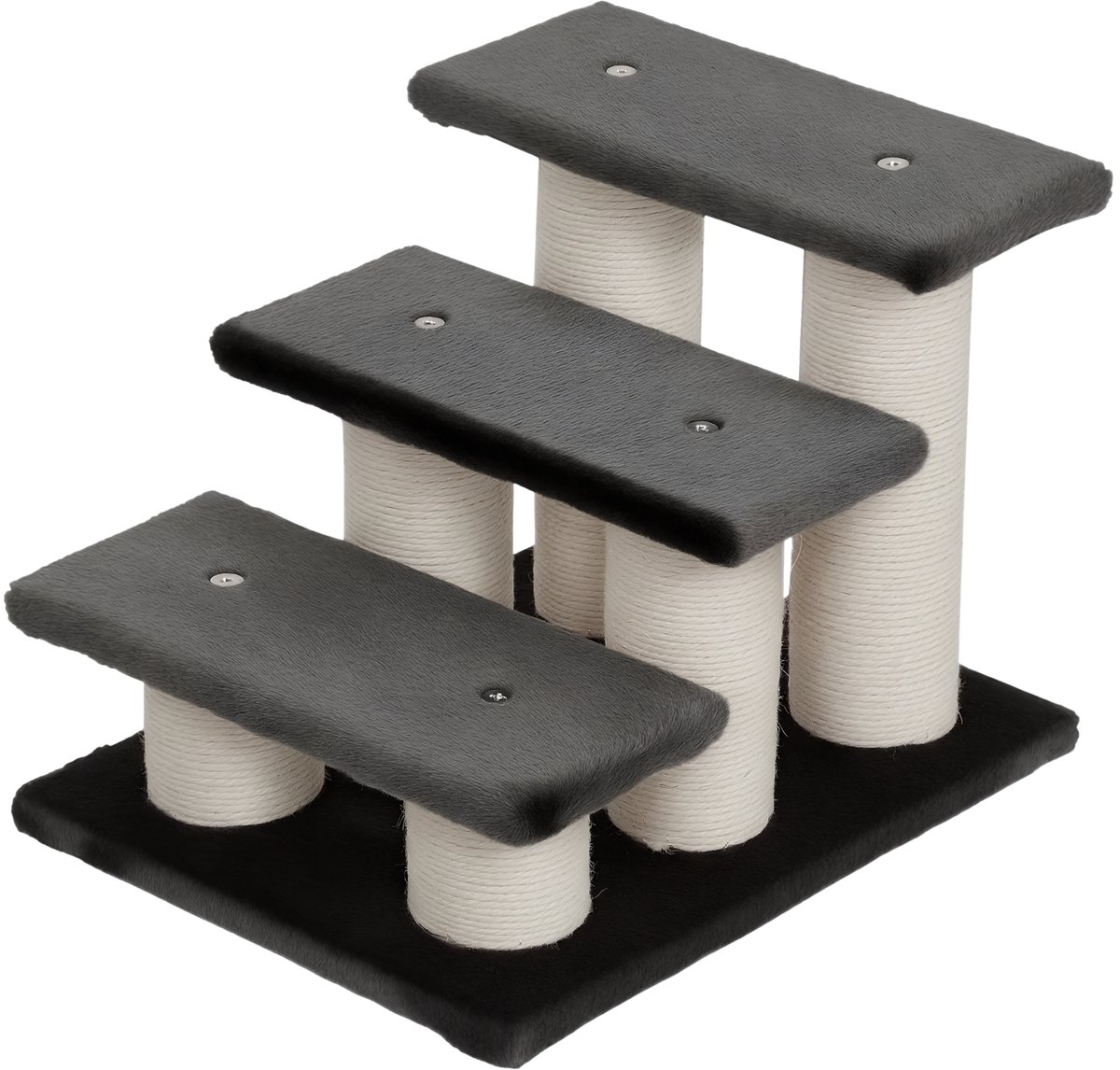 3-Traps Hondentrap 34 cm – Huisdieren Trap met Krabpaal & Ramp – Grijs