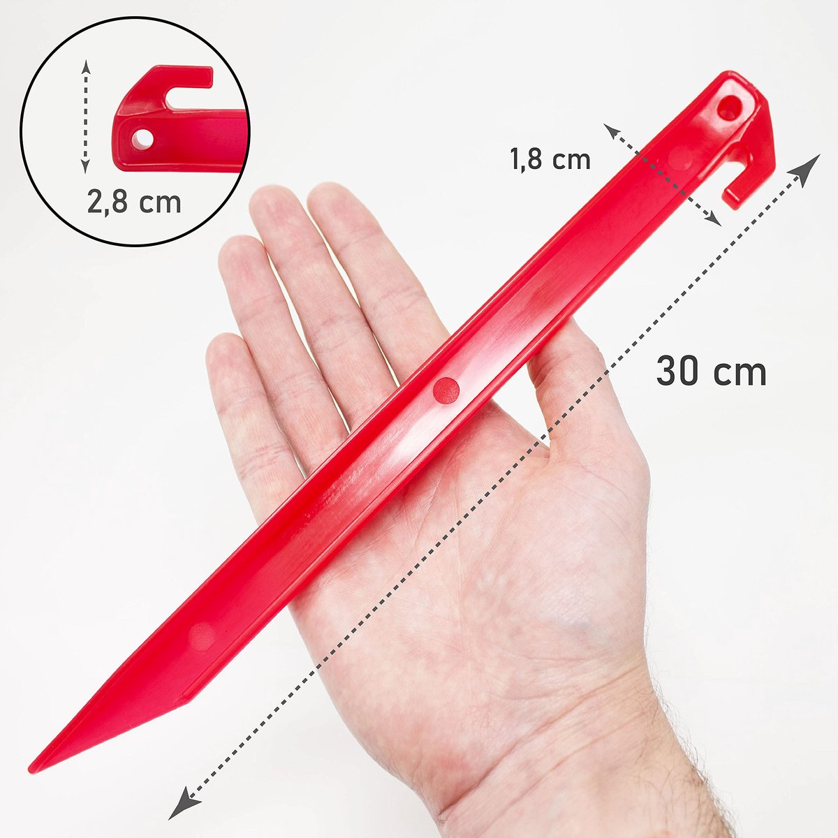 SnelShoppen - ToCi 48 x Kunststof Haringen 30 cm - Tentharingen voor Outdoor Camping Tenten en Tuin - Geschikt voor Zachte en Zanderige Ondergrond - R