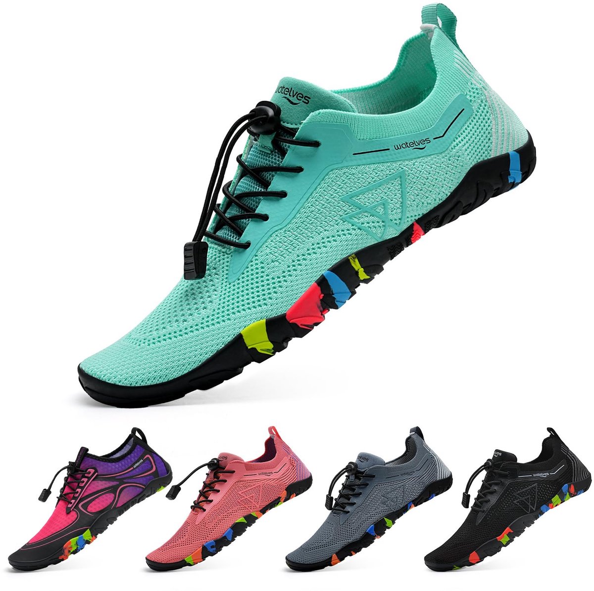SnelShoppen - WateLves Waterschoenen Heren Badschoenen Dames Surfschoenen Sneldrogend Antislip Aquaschoenen Licht Ademend Maangroen 38 EU voor Strand