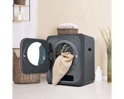 Re-purelife® Compacte Wasdroger met UV-Desinfectie - 6 Programma's - 3-4 kg Capaciteit - Geschikt voor Opbouw of Opstelling - Stille Werking & Helder LED-Display - Grijs