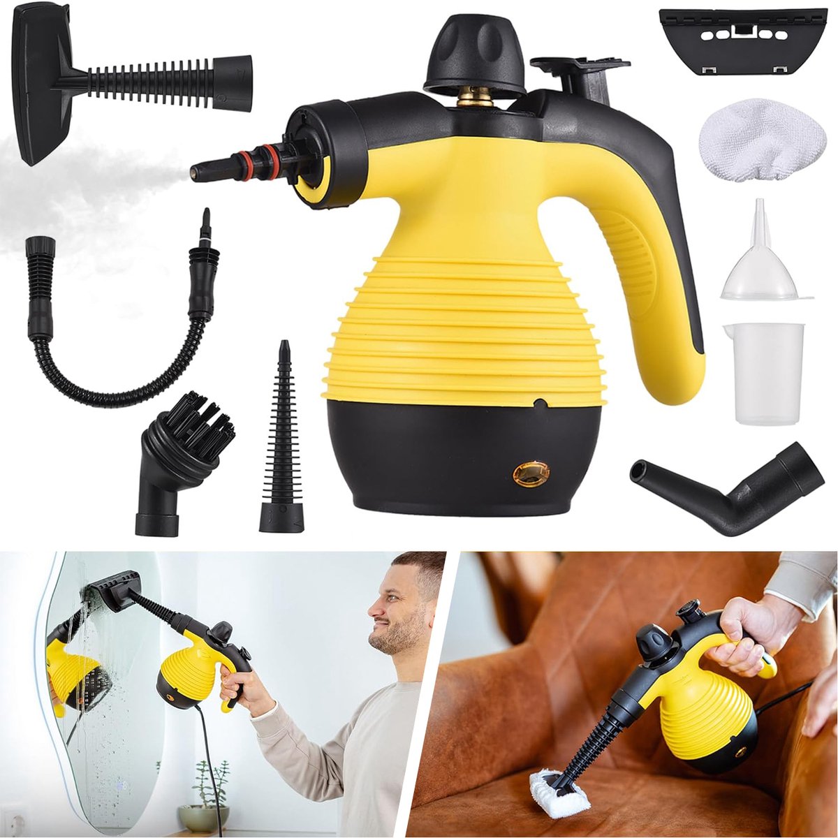 1050W Handheld Hogedrukstoomreiniger - Handzame Stoomreiniger - Elektrische Stoomreiniger Met Veiligheidsslot - Voor Stoffering Keuken En Badkamer