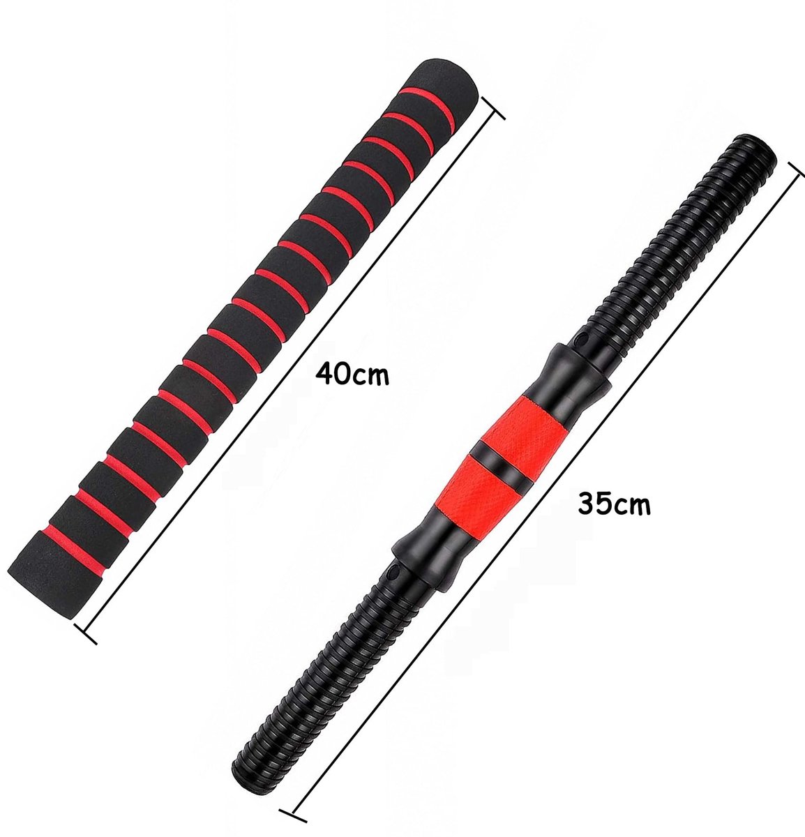 SnelShoppen - Halterstangen Set Korte Halterstang 3-delige Set 35 cm + 40 cm Drijfstang + 4 Haltermoeren voor Halterschijven 25mm, Schroefdraad Halter