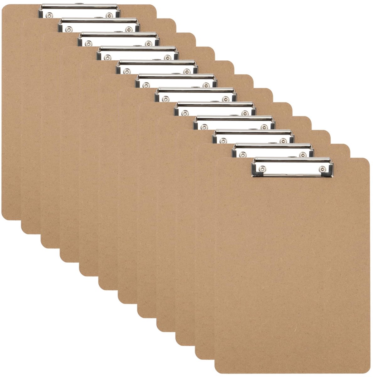 SnelShoppen - 12 stuks A5 Houten Klembord met Metalen Clip, 22,5 x 14,8 cm Hardboard Klemborden, Bruin voor Restaurantmenu, Kantoorbenodigdheden en Cr