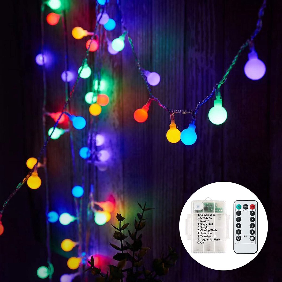 SnelShoppen - Lichtsnoer op Batterijen 7m - 60 LED Slingerverlichting - Meerkleurig Feestverlichting met 8 Verlichtingsmodi - Waterdicht voor Binnen e