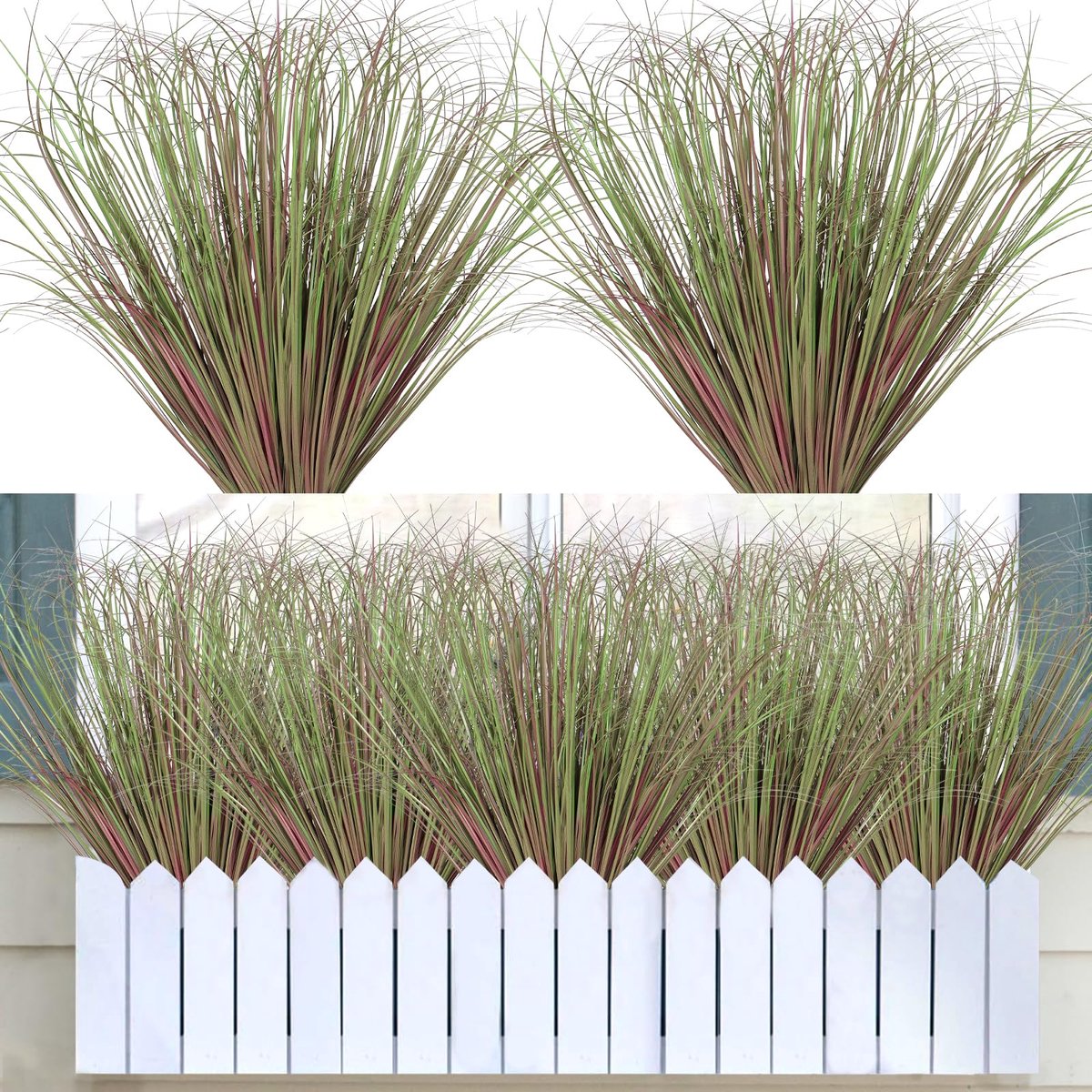 SnelShoppen - Kunstplanten voor Buiten, UV-bestendige Kunstmatig Tarwegras, Nep-Groenstengels voor Vensterbak, Tuin, Balkon, Buiten Decoratie, Paars-G