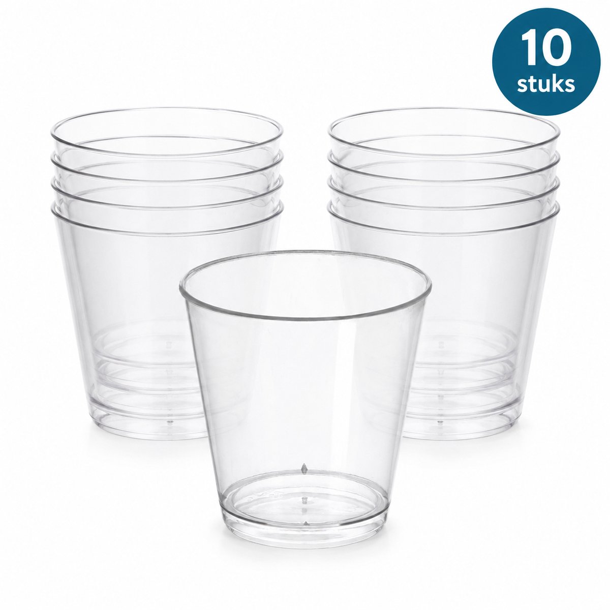 Transparante Plastic Bekers – 10 Stuks – Kleine Proefbekers voor Hapjes, Desserts, Sauzen en Drankjes – Ø 5 x 5,3 cm – Helder
