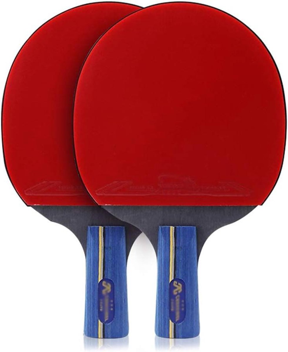 Tafeltennis Rackets - Pingpong Batjes - Gezinsactiviteiten - 5 Lagen Massief Hout - Korte Steel - Natuurlijk Hout