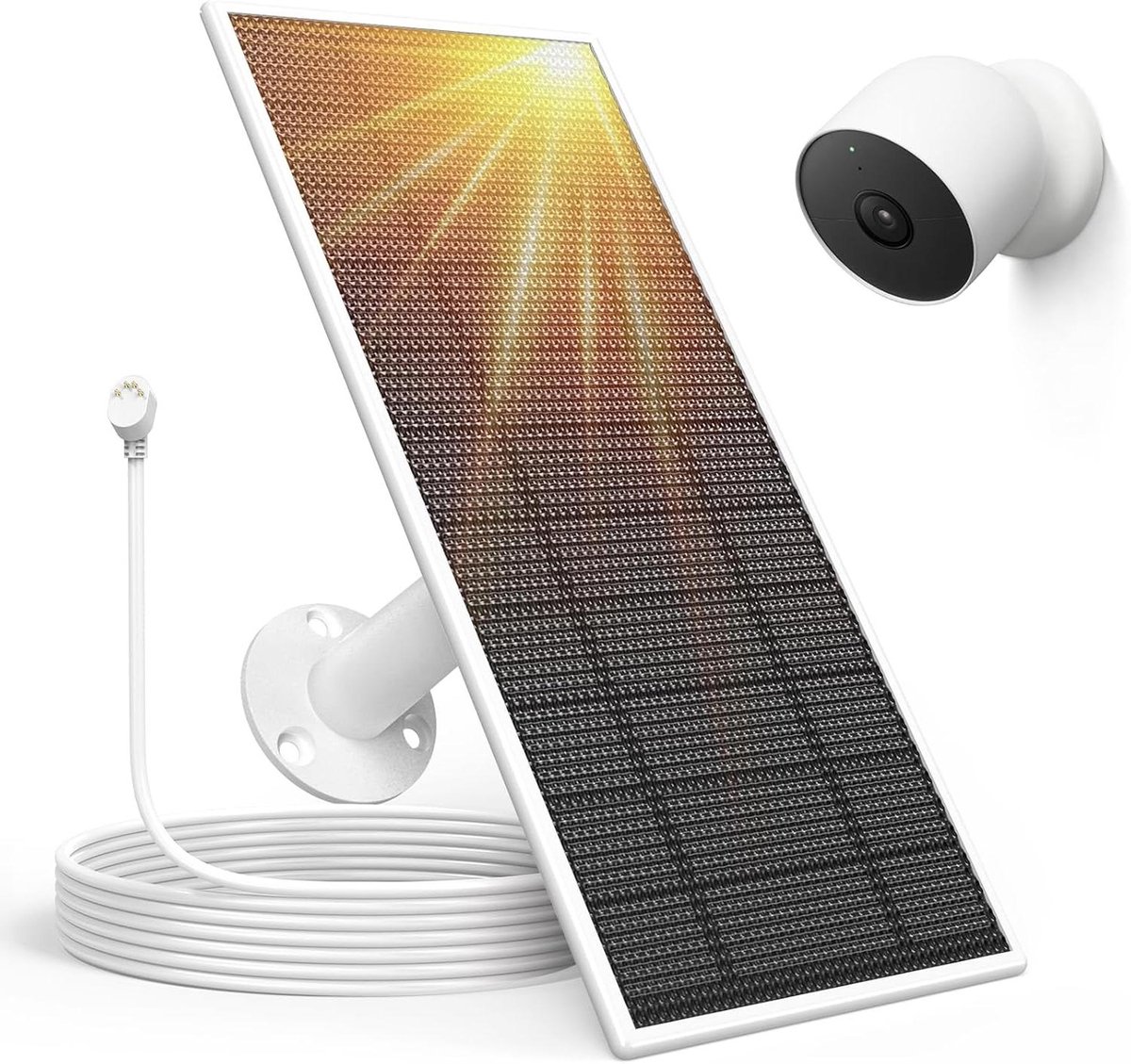 Zonnepaneel Nest Cam - Solar Charger Energiepaneel - Camera Opladen - 360° Verstelbare Beugel - 4 Meter Kabel - Zwart