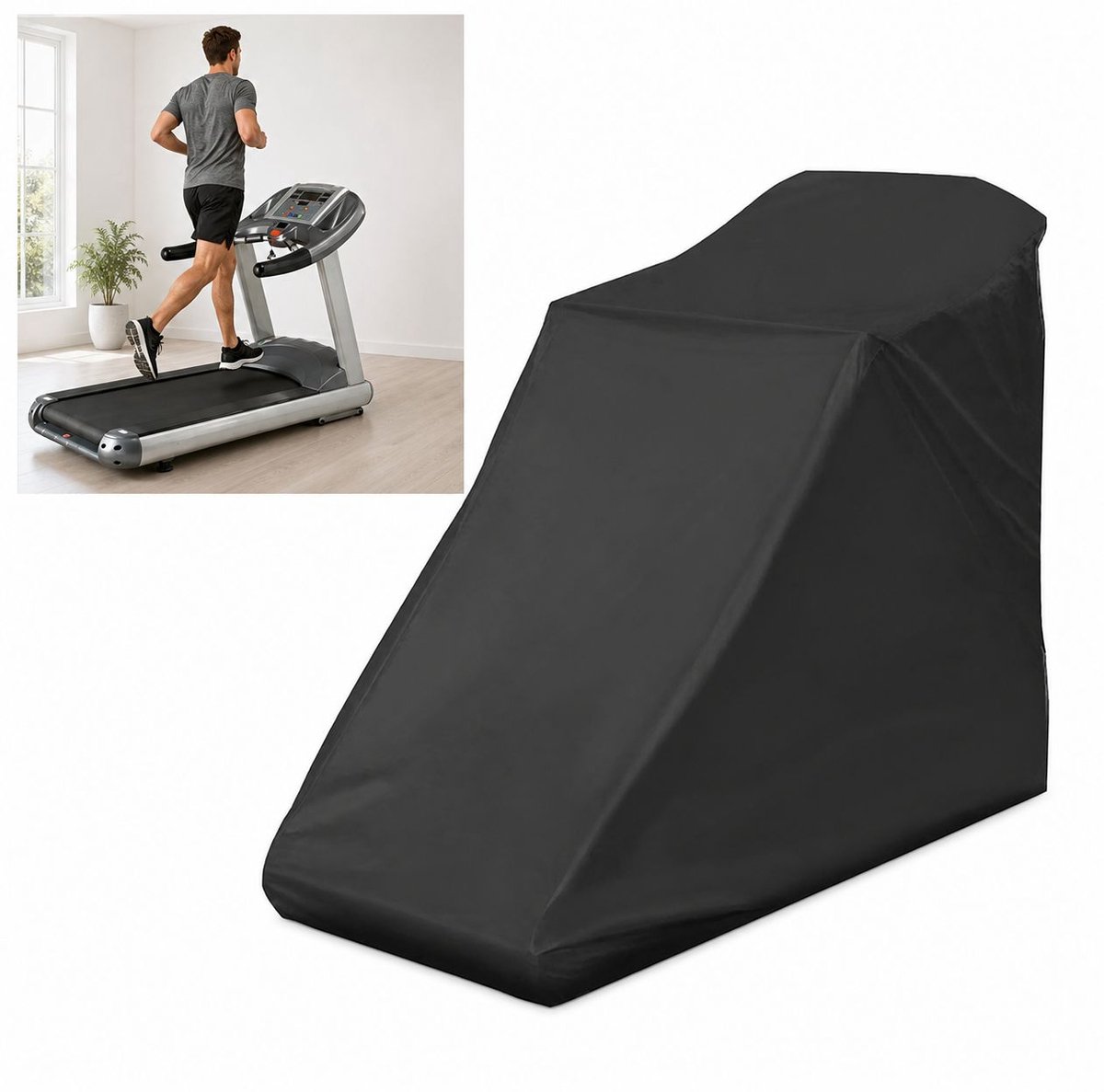 VHV - Loopbandhoes 200 x 95 x 150 cm - Waterafstotende Oxford Beschermhoes met Trekkoord - Zwart voor Fitnessapparatuur