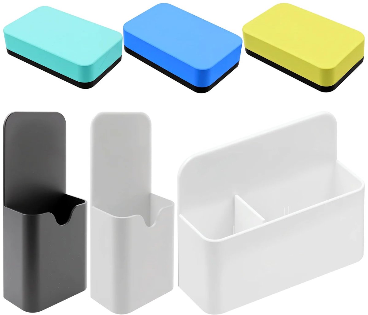 Dailygoods - 3 Stuks Magnetische Pennenhouder - Whiteboard Accessoires met Sponzen