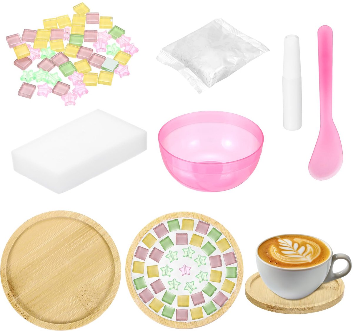 Dailygoods - Mozaïek Craft Set - Decoratieve Houten Coasters voor DIY Projecten