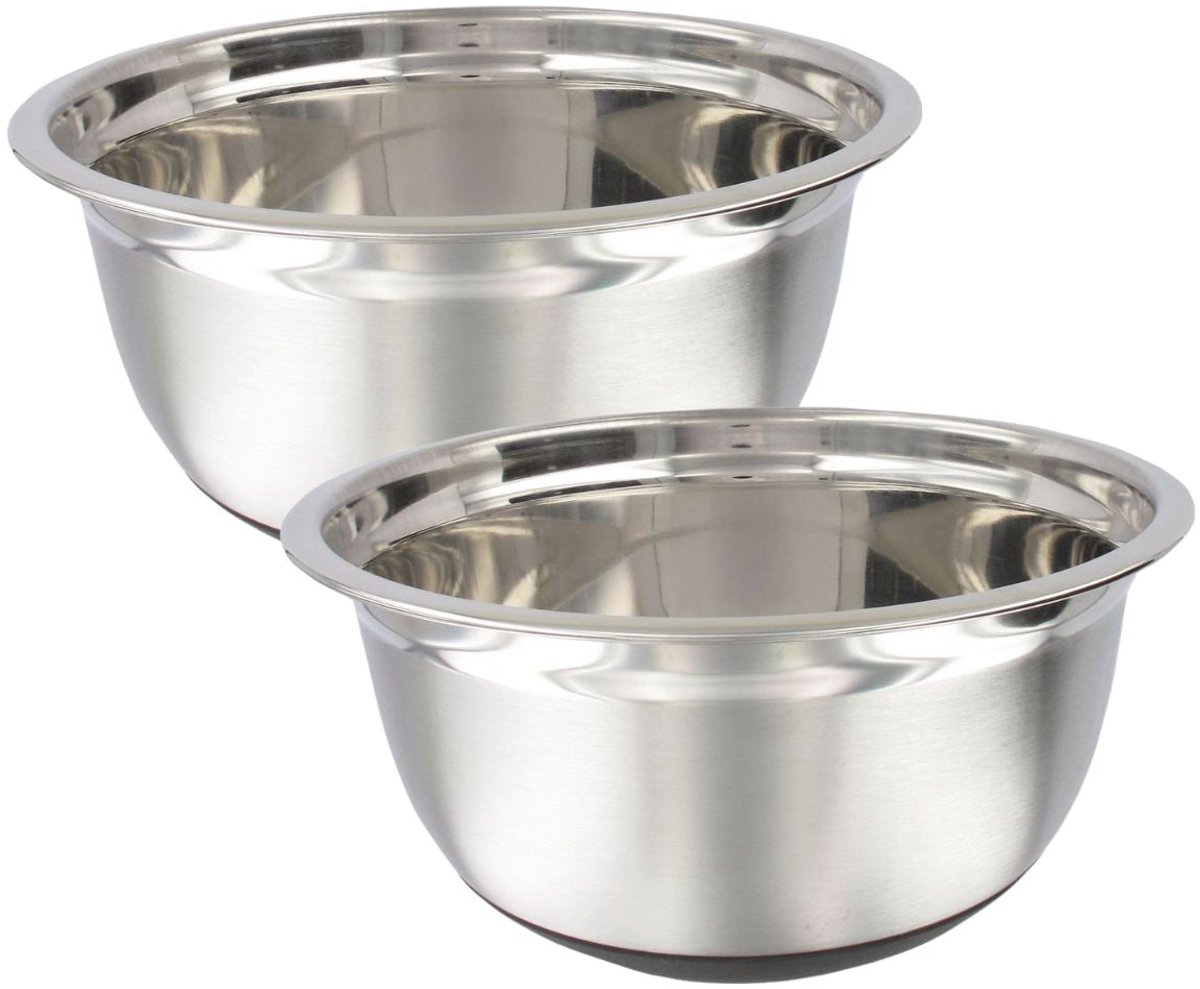 Set van 2 RVS mengkommen 24 cm diameter Fackelmann Basic