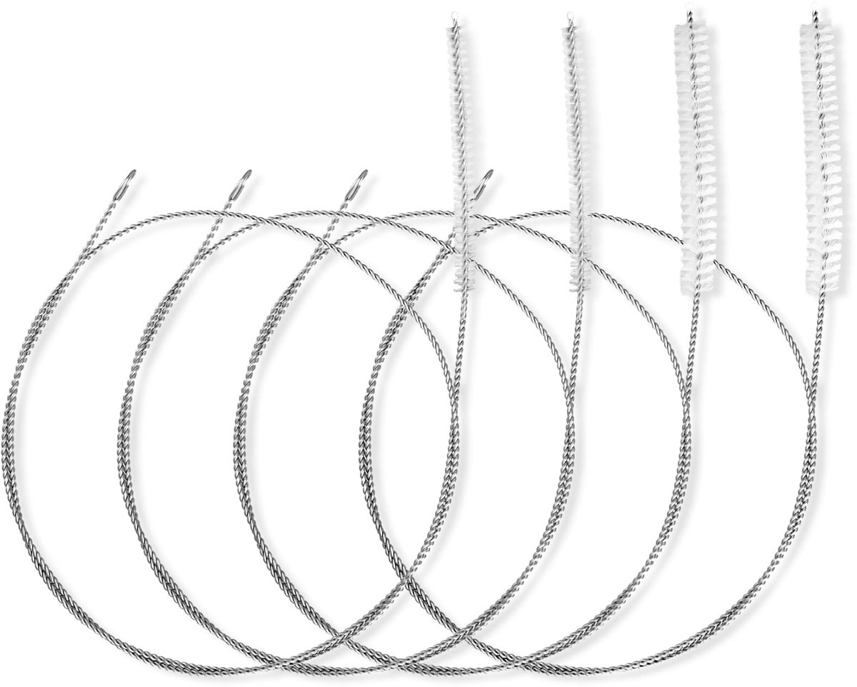 Dailygoods - 4 Stuks Extra Lange Rietjes Reinigingsborstels - Voor het Schoonmaken van Rietjes en Slangen