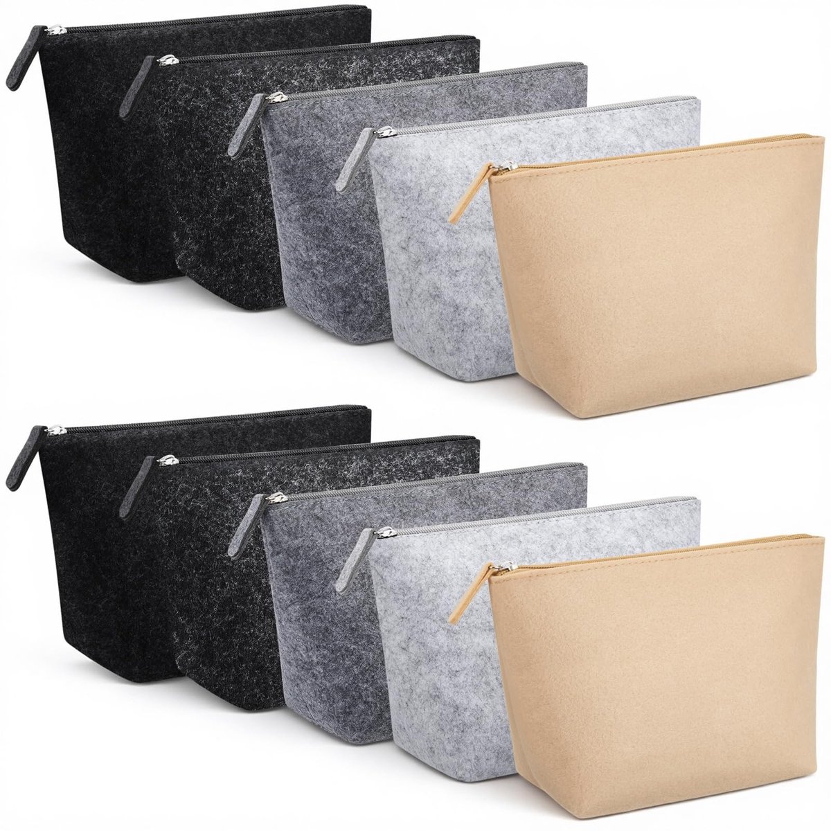 Dailygoods - 10 Stuks Blanco Toilettas van Vilt - Gepersonaliseerde Reistoilettas en Make-Uptas