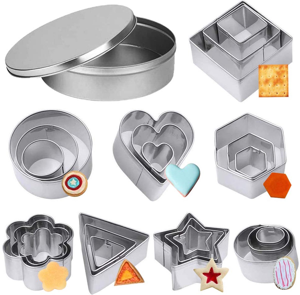 Dailygoods - 24 stuks Mini Cookie Cutters Set - Geometrische Vormpjes voor Bakken