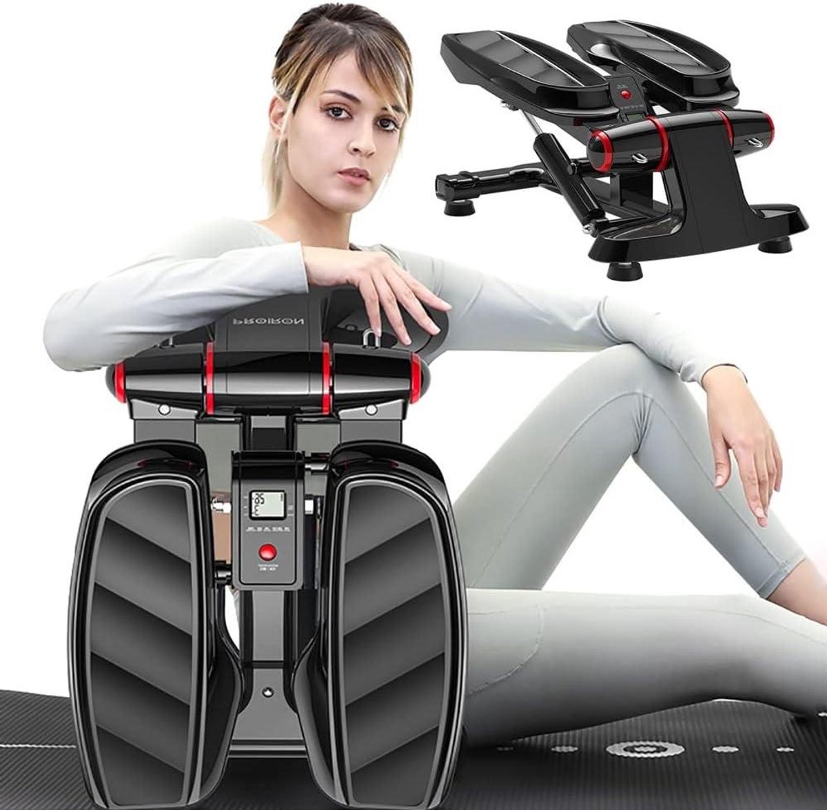 Mini Stepper - Hometrainer Oefenapparaat - Thuisconditie Verbeteren - Ruimtebesparend Ontwerp - Max 120 kg - Zwart