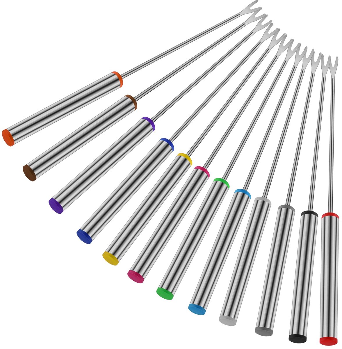 Dailygoods - 12 Stuks Fondue Vorken - Roestvrijstalen Fondue Sticks met Hittebestendige Handgreep