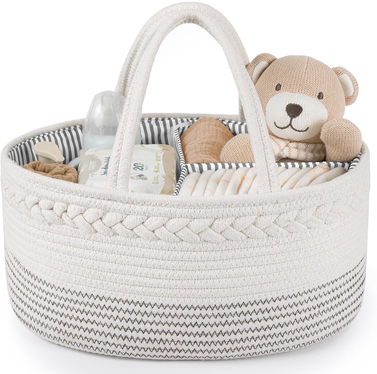 Dailygoods - Luier Organiser - Katoenen Opbergmand met Verdeelwand - Ideaal voor Baby Essentials
