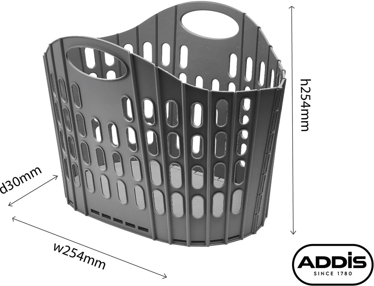 SnelShoppen - Wasmand Donkergrijs 38L - Flat Easy Store - Ruime Manden voor Wassen, Organiseren, Thuis, Keuken, Badkamer, Duurzaam en Praktisch