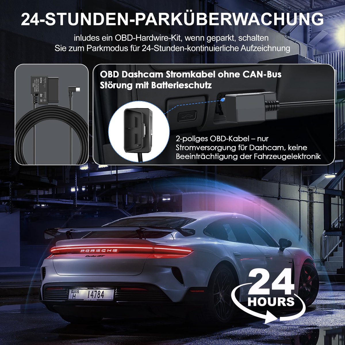 SnelShoppen - Dash Cam voor en achter, 4 kanalen, 360° afdekking, auto dashcamera met Starvis 2 nachtzicht, GPS, 5,8 GHz wifi, 24 uur parkeermonitor,