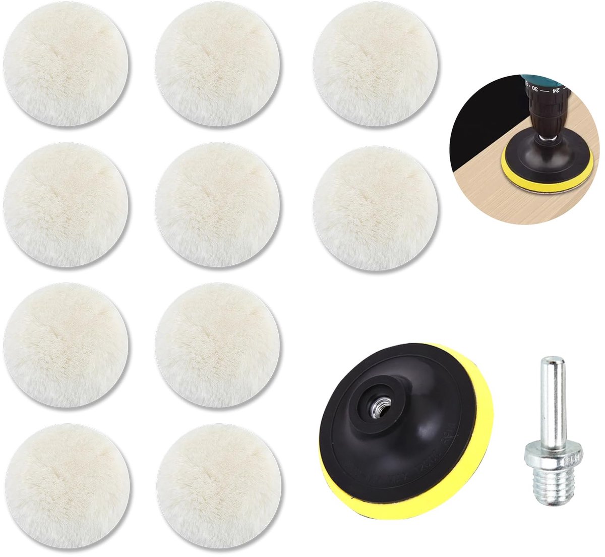 Dailygoods - 12-delige Car Polishing Kit voor Drilling met Polijstschijven en Adapter
