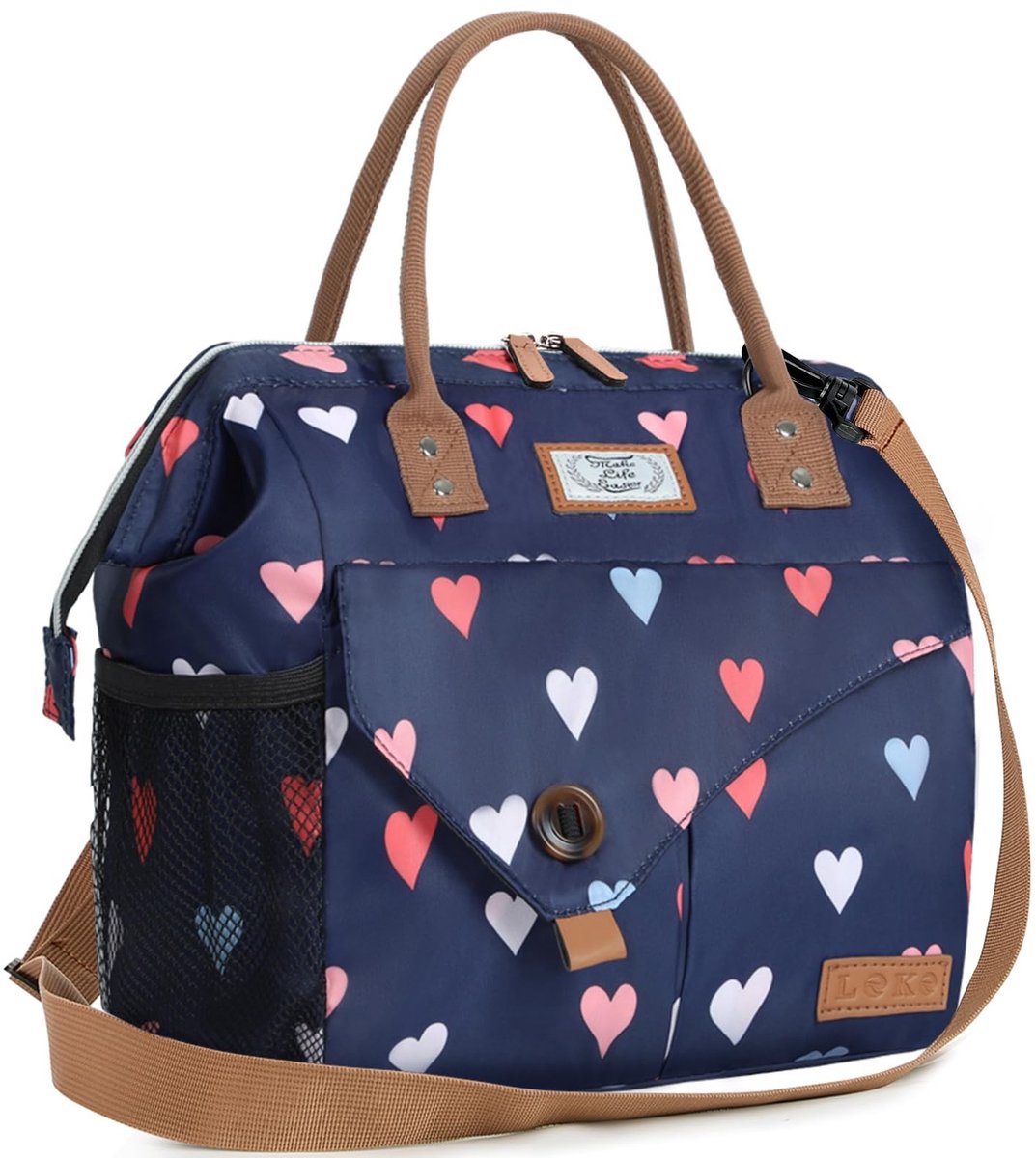 Dailygoods - Vrouwelijke Lunch Tas - 10 Liter Geïsoleerde Koeltas met Kleurrijke Harten