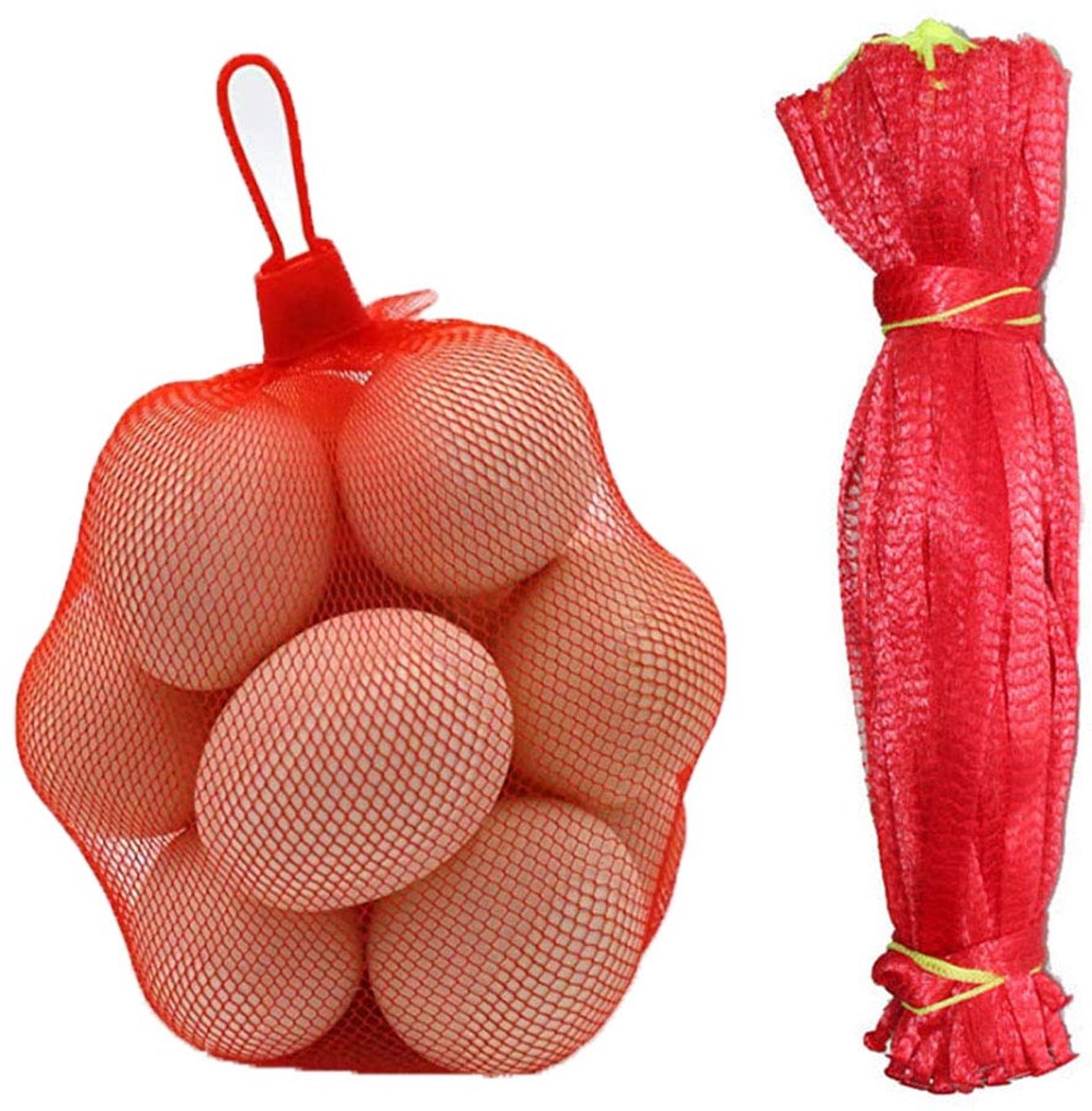 Dailygoods - 200 Stuks Herbruikbare Mesh Tasjes van Nylon - Voor Fruit, Groenten en Noten - Rood