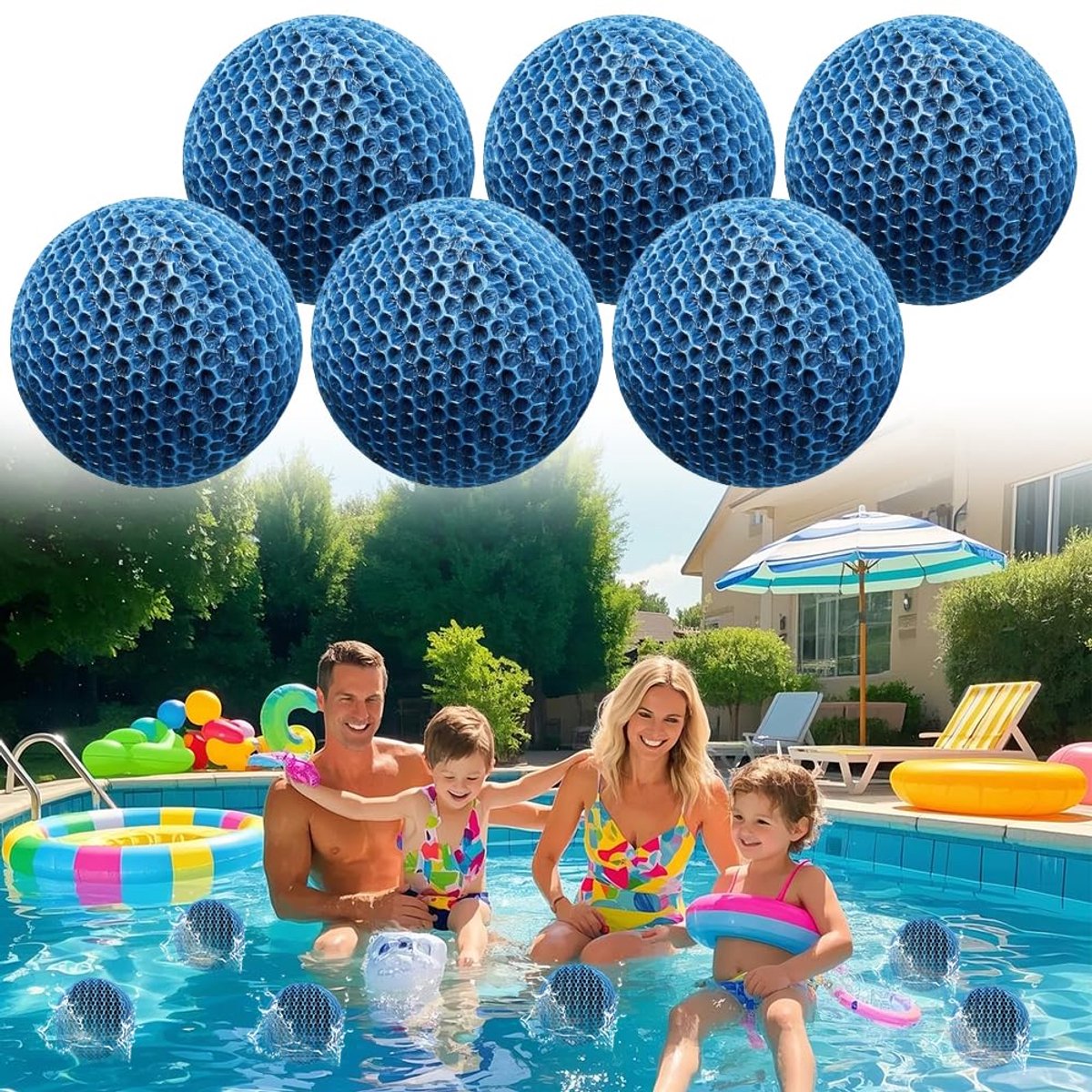 SnelShoppen - 6x Afenau Schuimmers voor Whirlpools, Absorberende Sponsballen voor Skimmer, Herbruikbaar, Geschikt voor Zwembad, Bad en Spa