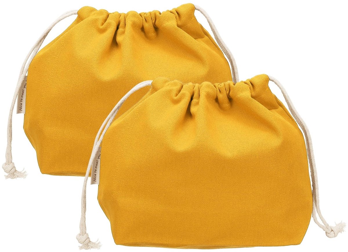 Dailygoods - 2 Stuks Make-uptassen met Trekkoord - Duurzame Reisorganizer in Oranje