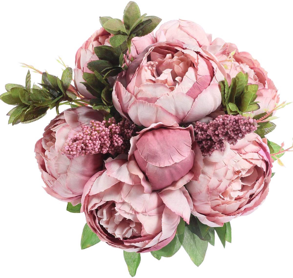 Dailygoods - Kunstmatige Pioen Bloemen - Bruiloft Boeketten Decoratie (Met Vaas)