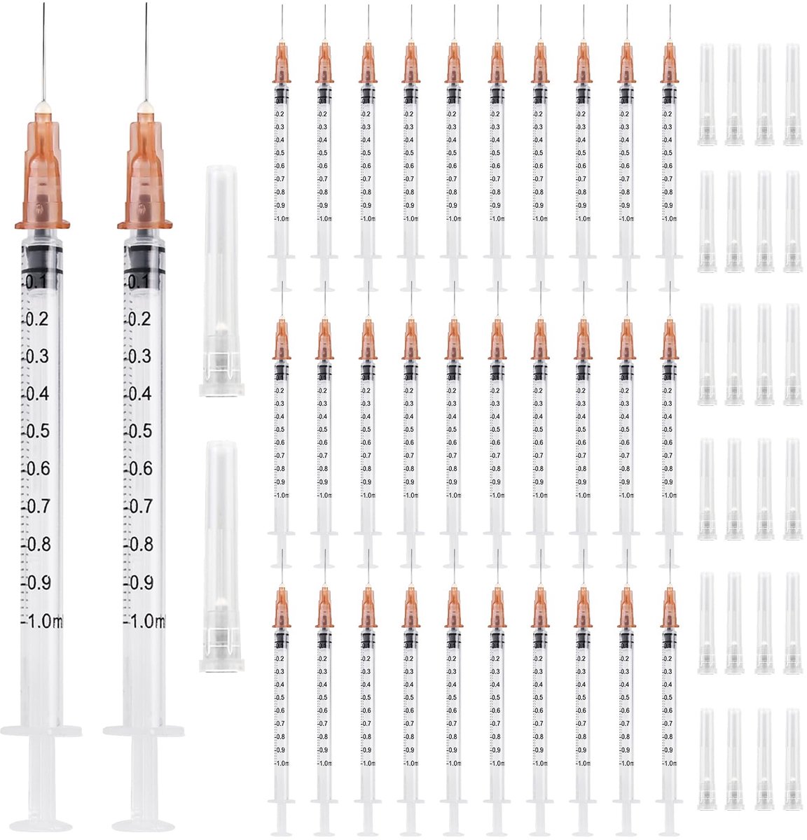 Dailygoods- Wegwerpspuiten 30 stuks - 1 ml Kunststof Spuiten - Transparant - Niet steriel - Met Naald - Hoogwaardig Materiaal - Doseringspuit