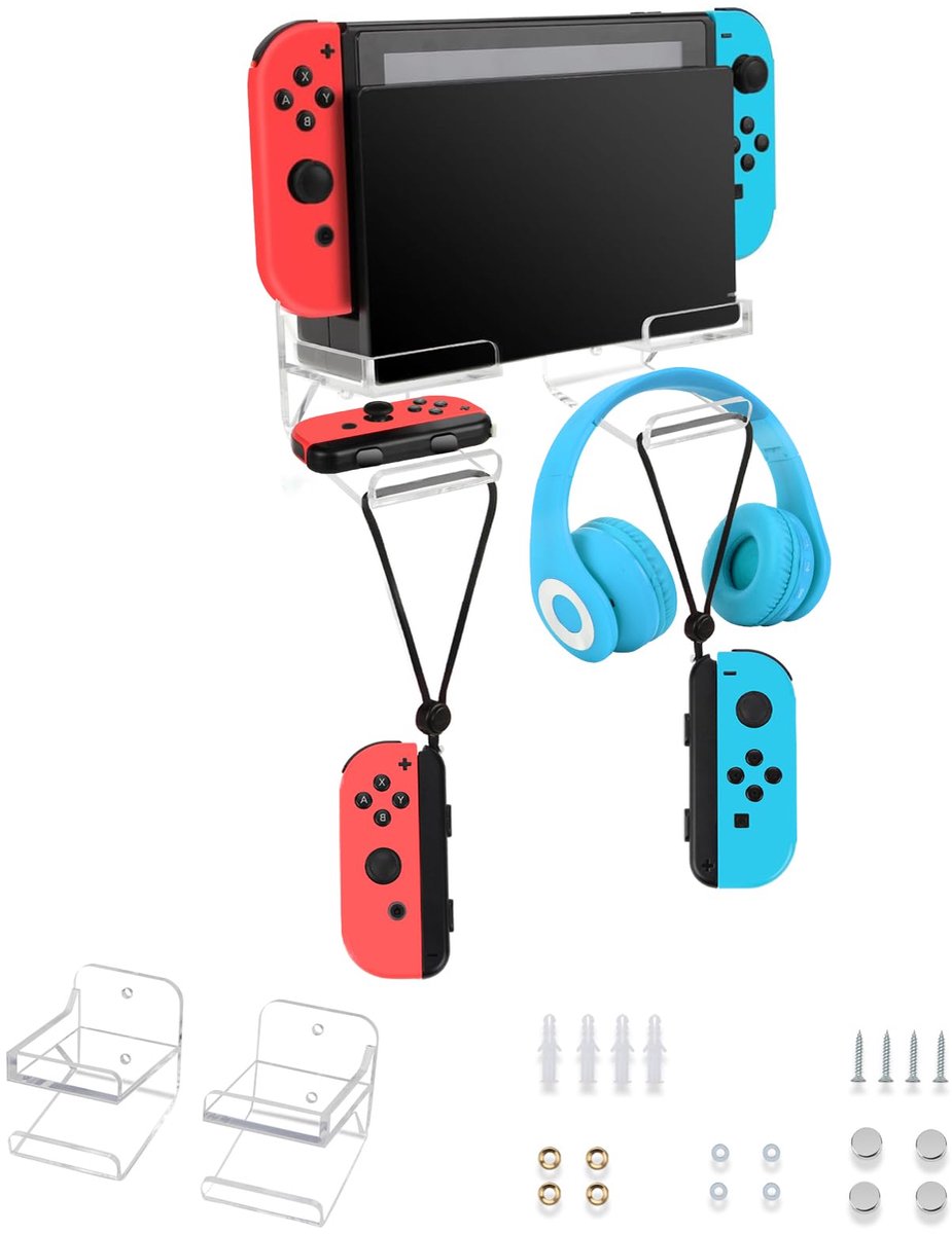 Dailygoods - Wandmontage voor Nintendo Switch met 2 Haakjes voor Joy-Con