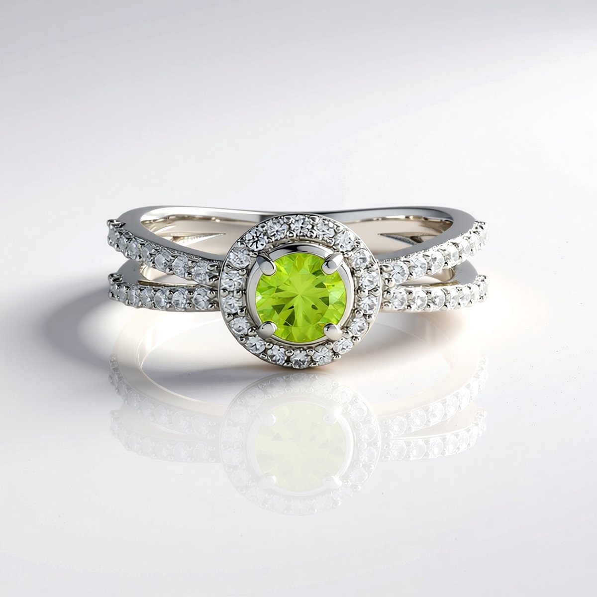 Cavill - Zilveren ring met sfeen 0,477 ct & pavé zirkonia 0,665 ct - 925 sterling zilver platina verguld - Elegante ronde briljantslijping ring
