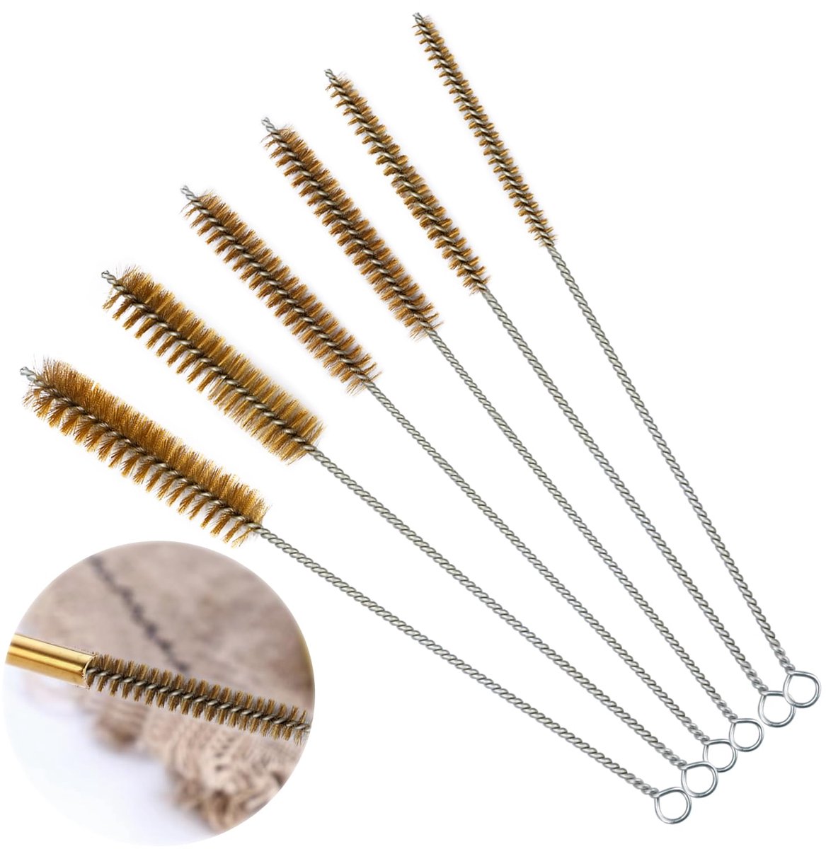 Dailygoods - 6 Stuks Messing Buizenborstel Set - Multifunctionele Reinigingsborstels