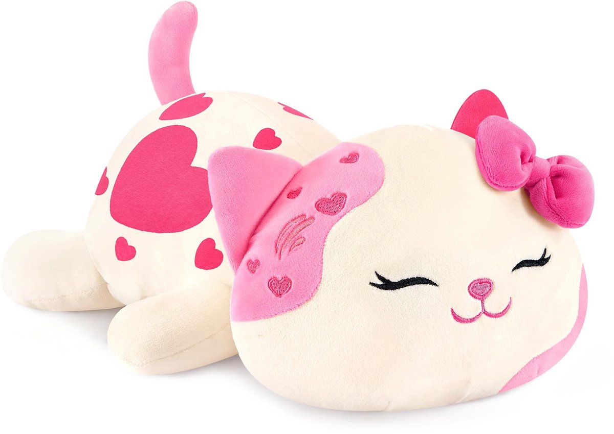 Dailygoods- Plüschkatze 30 cm - Zacht Knuffeldier - Plüschkussen - Schattig Cadeau - Voor Kinderen en Volwassenen - Gemakkelijk te Reinigen