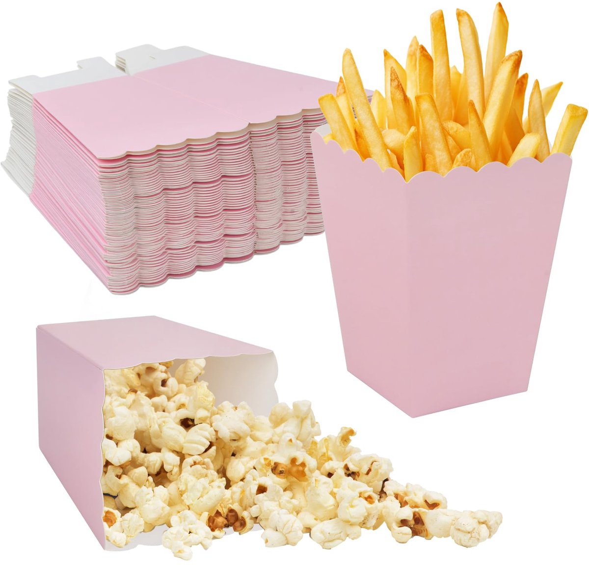 Dailygoods - 50 Stuks Mini Popcorn Dozen - Kartonnen Traktatiedozen in 4 Kleuren