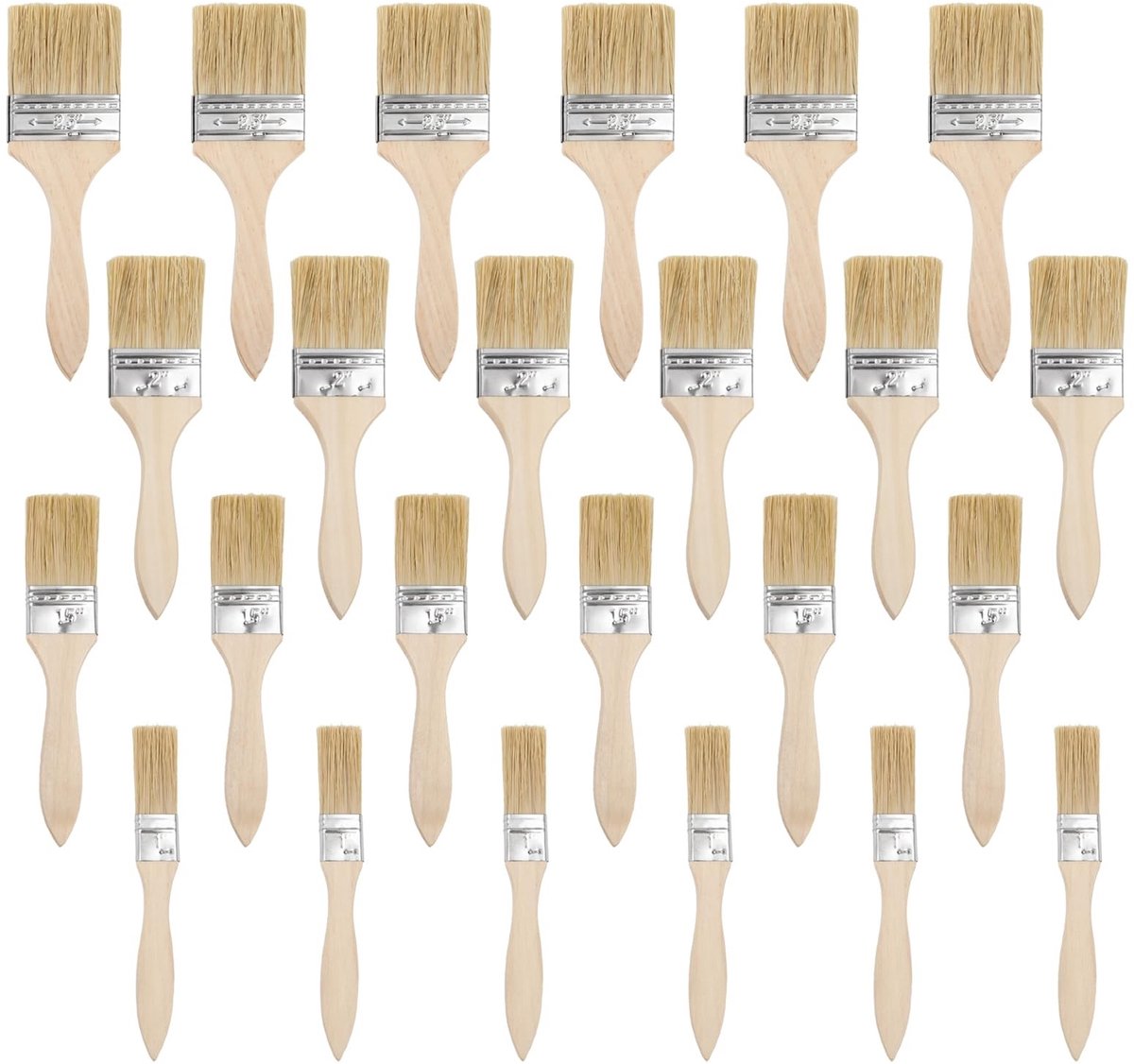 Dailygoods - 24 Schilderkwasten van Hout - Universele Kwasten voor Diverse Verfsoorten