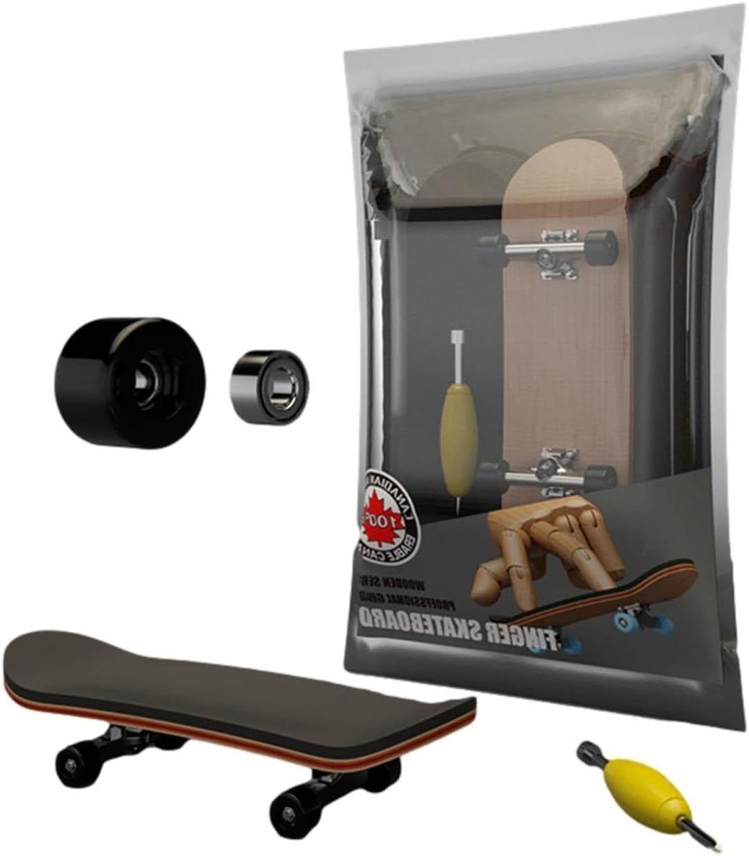 Vingerskateboard Set Mini Skateboard Vinger Trucs Oefenen 5-laags Esdoornhout Dek 99x29x20mm Willekeurig