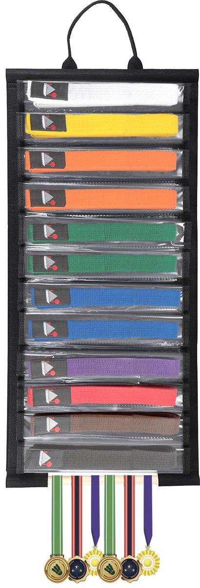 Dailygoods - Stofdichte Martial Arts Belt Holder voor 12 Straps - Wandmontage