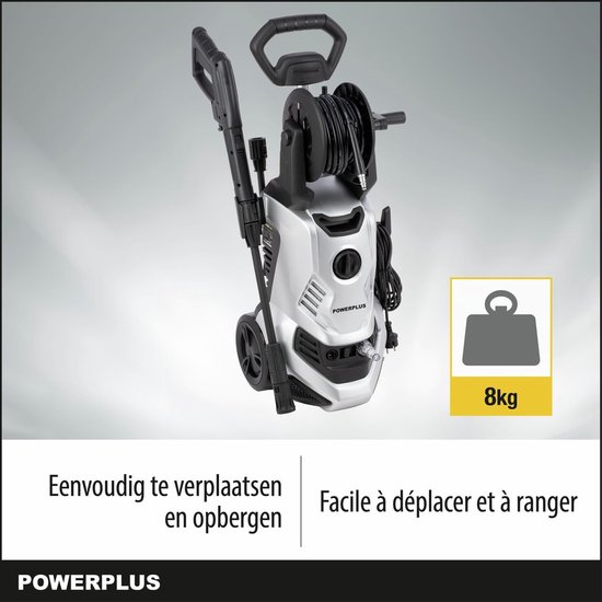 Hogedrukreiniger - Reinigingsapparaat Krachtig - Terras en Oprit Reinigen - Start-Stop Automatische Functie - 160 Bar - Grijs — afbeelding 4