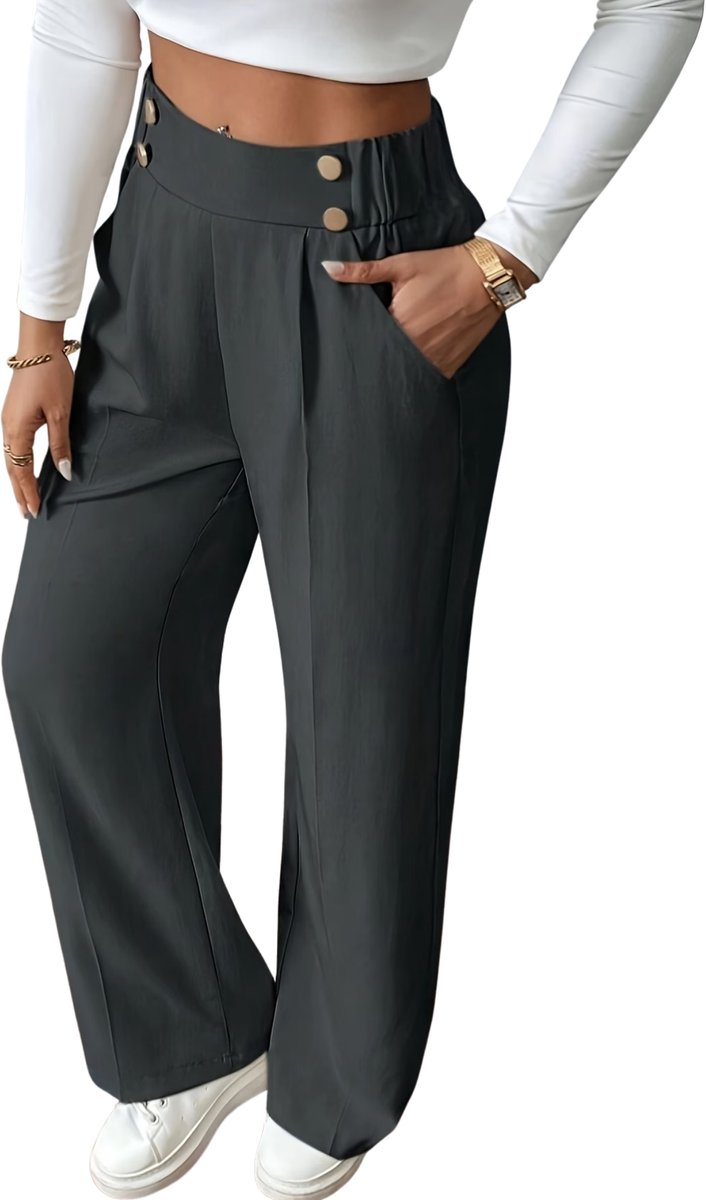 Currero Pantalon Dames Chino Golfbroek Nette Broek Met Elastische Tailleband Volwassenen Donkergrijs