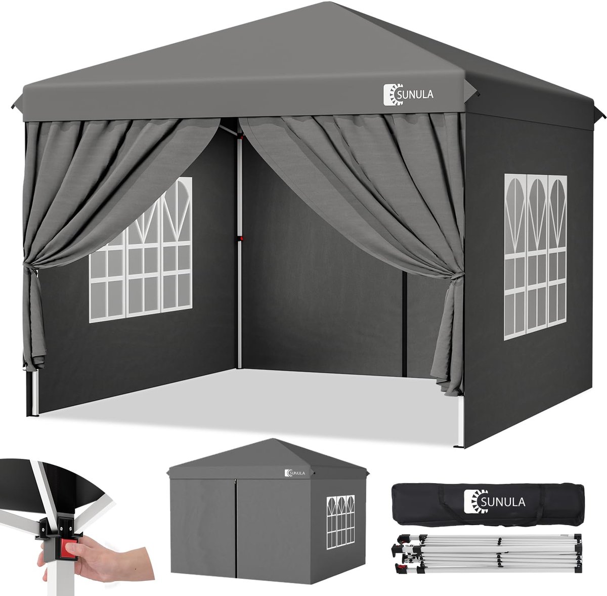 SnelShoppen - Paviljoen 3 x 3 m - Waterdichte Partytent met 4 Zijwanden - Stabiel en Winterbestendig Tuinpaviljoen - Vouwtent voor Feesten en Outdoor