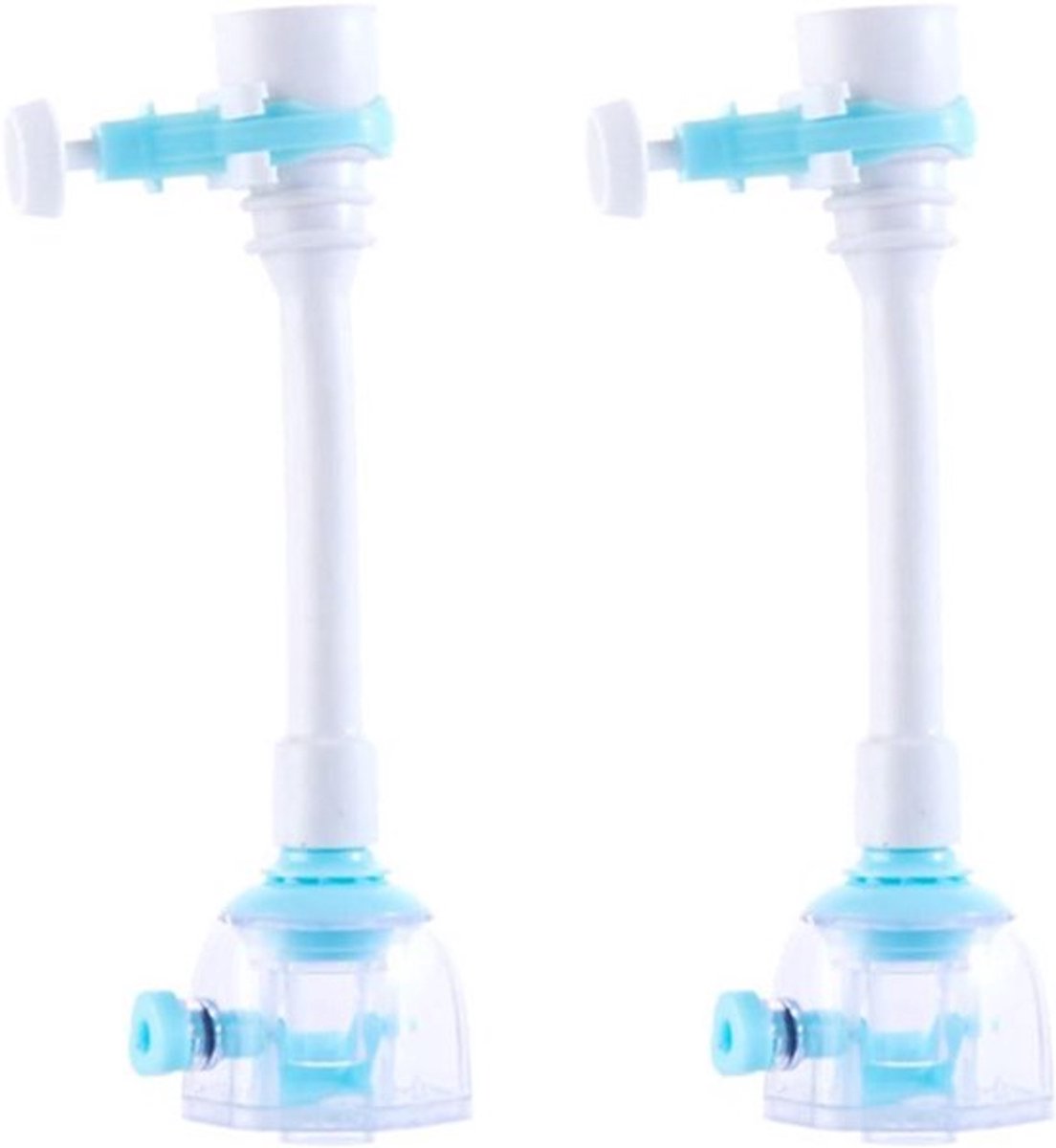 Verstelbare Kraan Extender - 2 stuks - Blauwe Tap Extender voor Aanrecht - Draaibare Waterafvoer - Geschikt voor Ronde Tuiten 15-23mm - 17,5 cm - Eenvoudig te Installeren