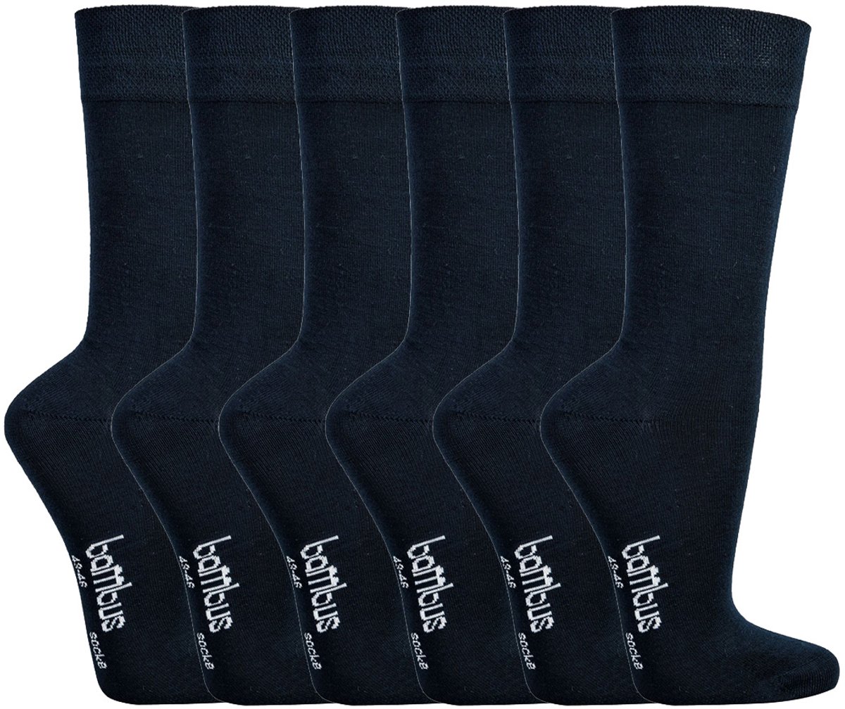 6 Paar Socks4fun Sokken - Bamboe - Zonder Knellende Boord - Donker Blauw