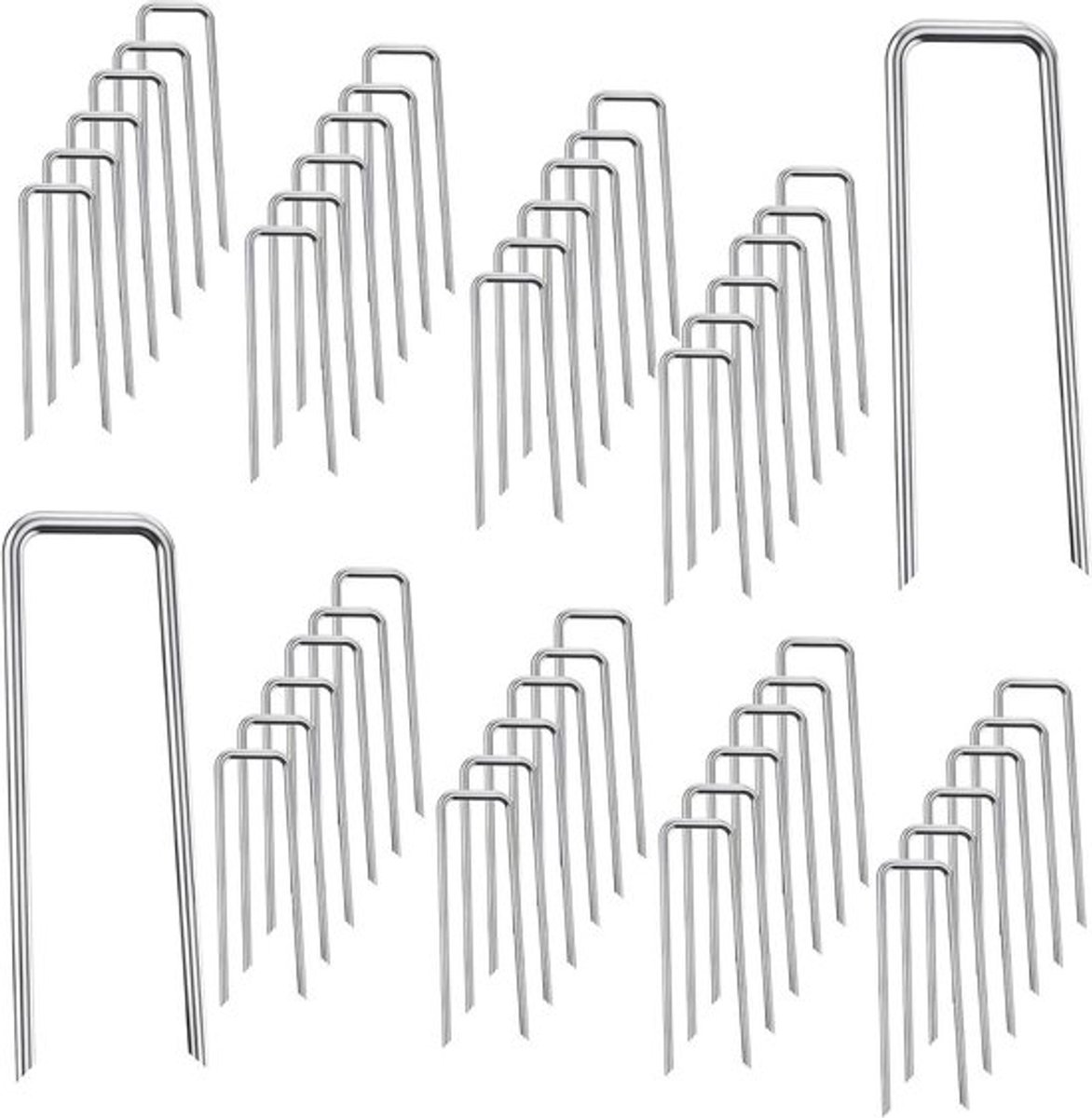 Bodemankers roestvrij staal voor kunstgras - 50 stuks - 3 x 40 x 100 mm - Tuinaccessoires